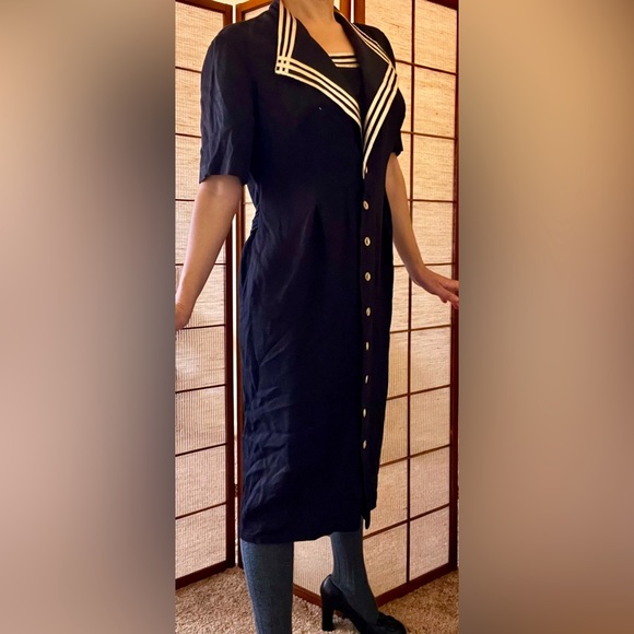 S.L. Fashions women 80s vintage nautical navy blazer sailor dress - Picture 2 of 9